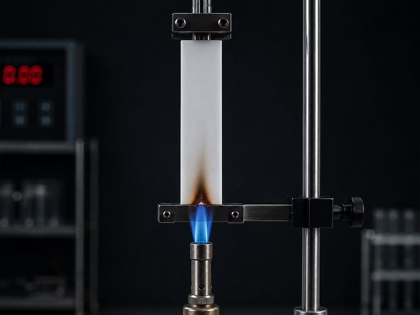 Plastic fire resistance test for flame retardant polymer alloy materials